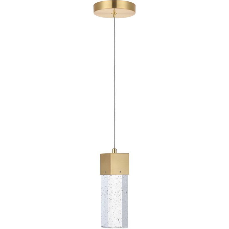 Maklaine Metal Royal Cut Crystal LED Pendant with Clear Shade in Gold Finish