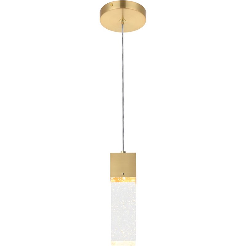 Maklaine Metal Royal Cut Crystal LED Pendant with Clear Shade in Gold Finish
