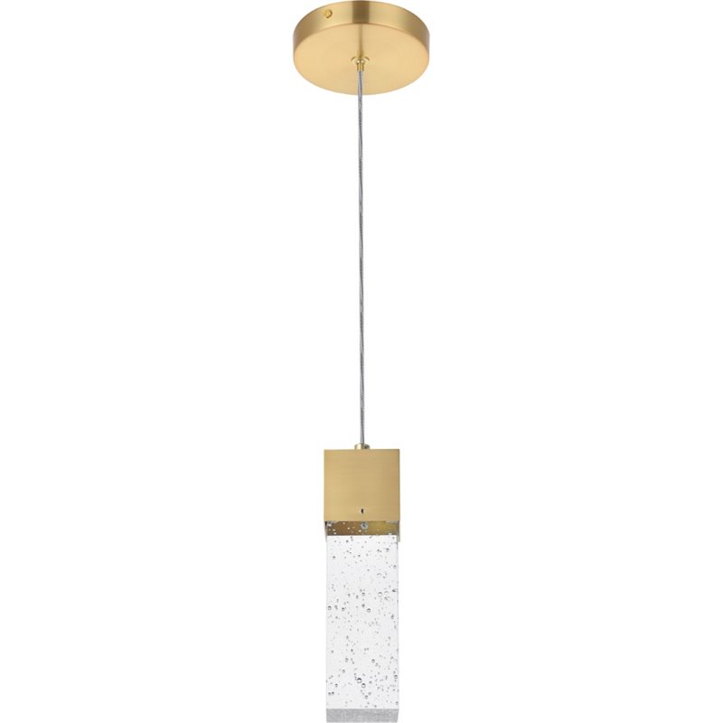 Maklaine Metal Royal Cut Crystal LED Pendant with Clear Shade in Gold Finish