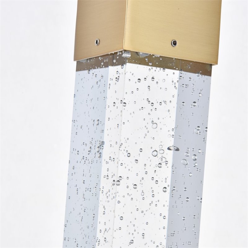 Maklaine Metal Royal Cut Crystal LED Pendant with Clear Shade in Gold Finish