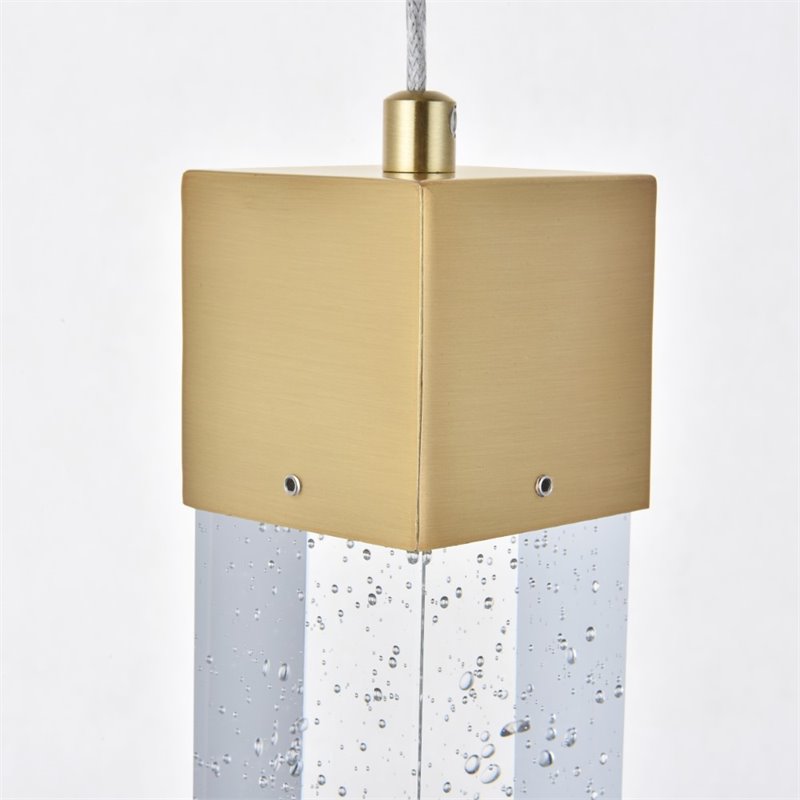 Maklaine Metal Royal Cut Crystal LED Pendant with Clear Shade in Gold Finish