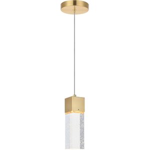 Maklaine Metal Royal Cut Crystal LED Pendant with Clear Shade in Gold Finish