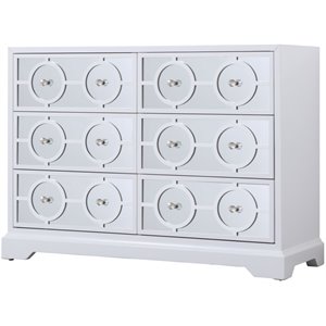 Maklaine 6 Drawer 48 inches Dresser in Hand Painted White Finish