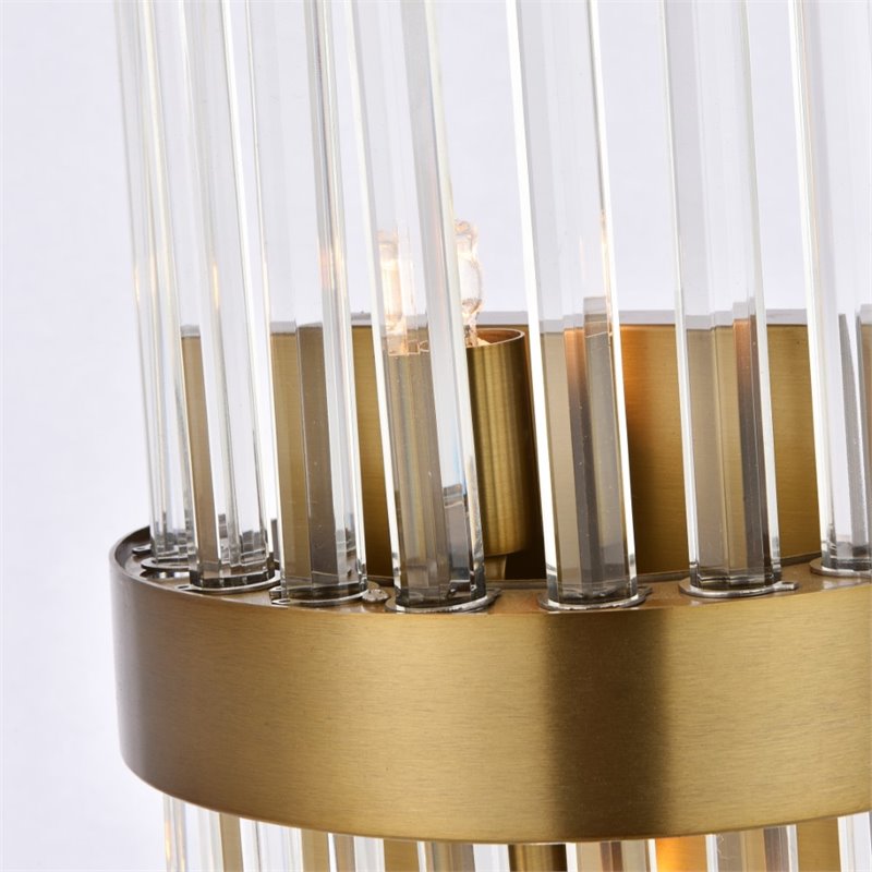 Maklaine Metal and Crystal Gold Wall Sconce Rectangular Royal Cut 14