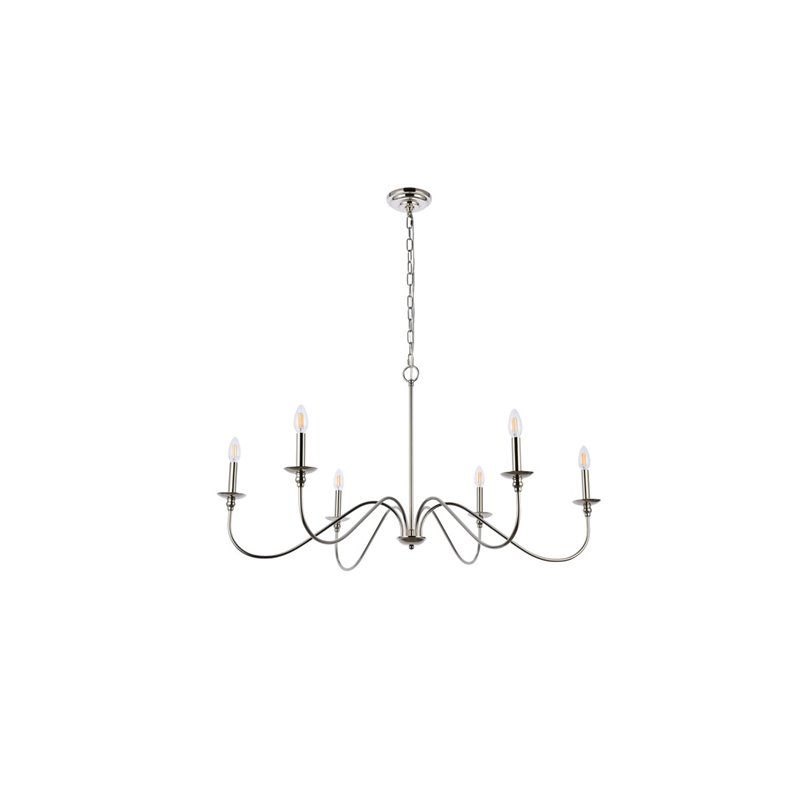 Maklaine 6-Light Transitional Metal Chandelier in Nickel Finish