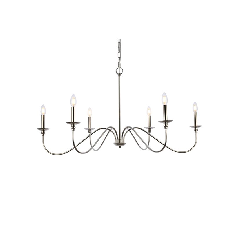 Maklaine 6-Light Transitional Metal Chandelier in Nickel Finish