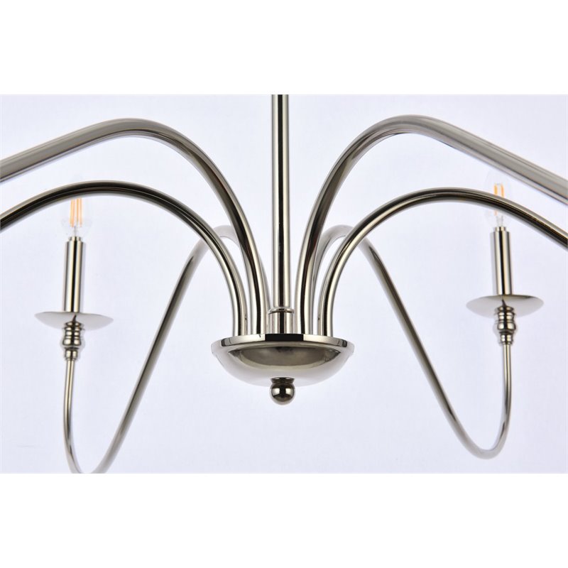 Maklaine 6-Light Transitional Metal Chandelier in Nickel Finish
