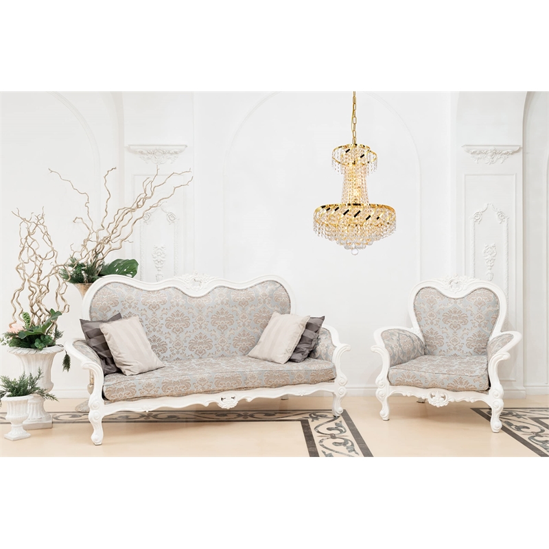 Maklaine 6 Light Royal Cut Crystal Steel Chandelier in Gold Finish