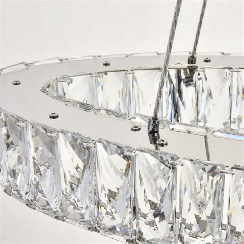 Maklaine Metal Crystal Chrome Chandelier Oval LED Integrated 48