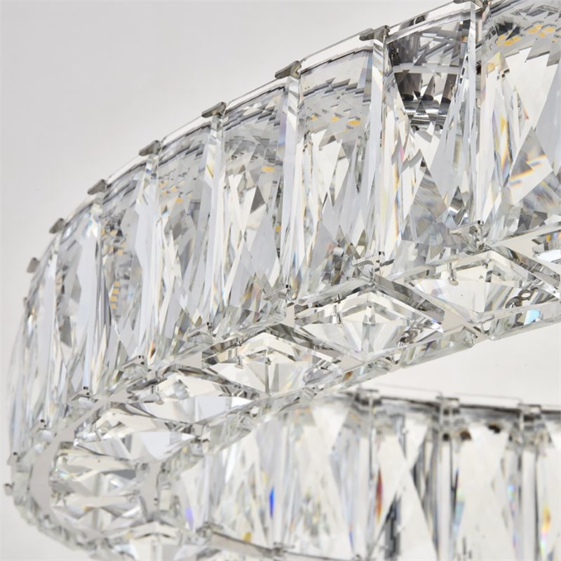 Maklaine Metal Crystal Chrome Chandelier Oval LED Integrated 48