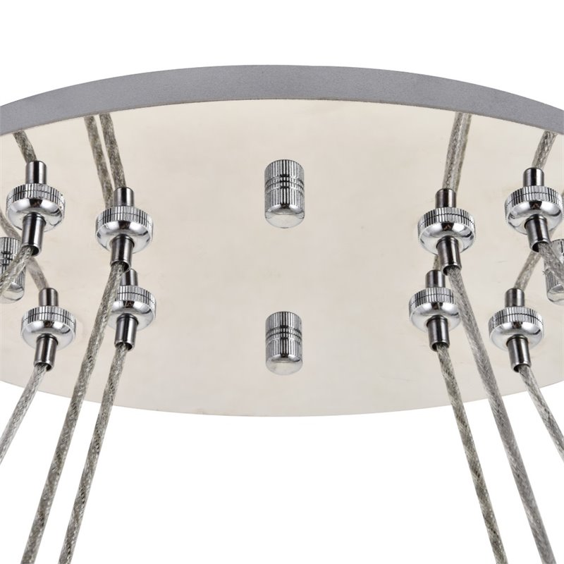 Maklaine Metal Crystal Chrome Chandelier Oval LED Integrated 48
