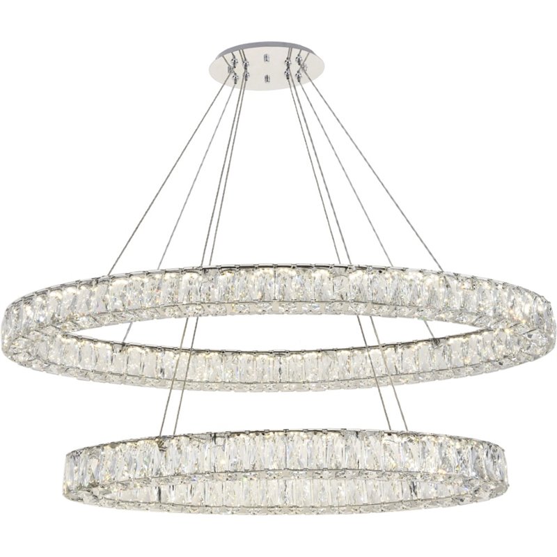 Maklaine Metal Crystal Chrome Chandelier Oval LED Integrated 48