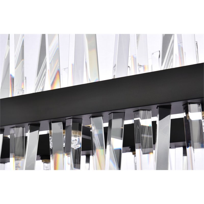 Maklaine Iron Crystal Black Chandelier Rectangular Dimmable 36