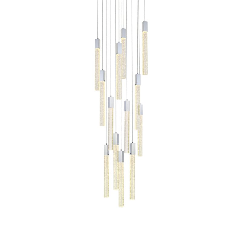 Maklaine 13-Lights Modern Metal and Crystal Pendant in Chrome