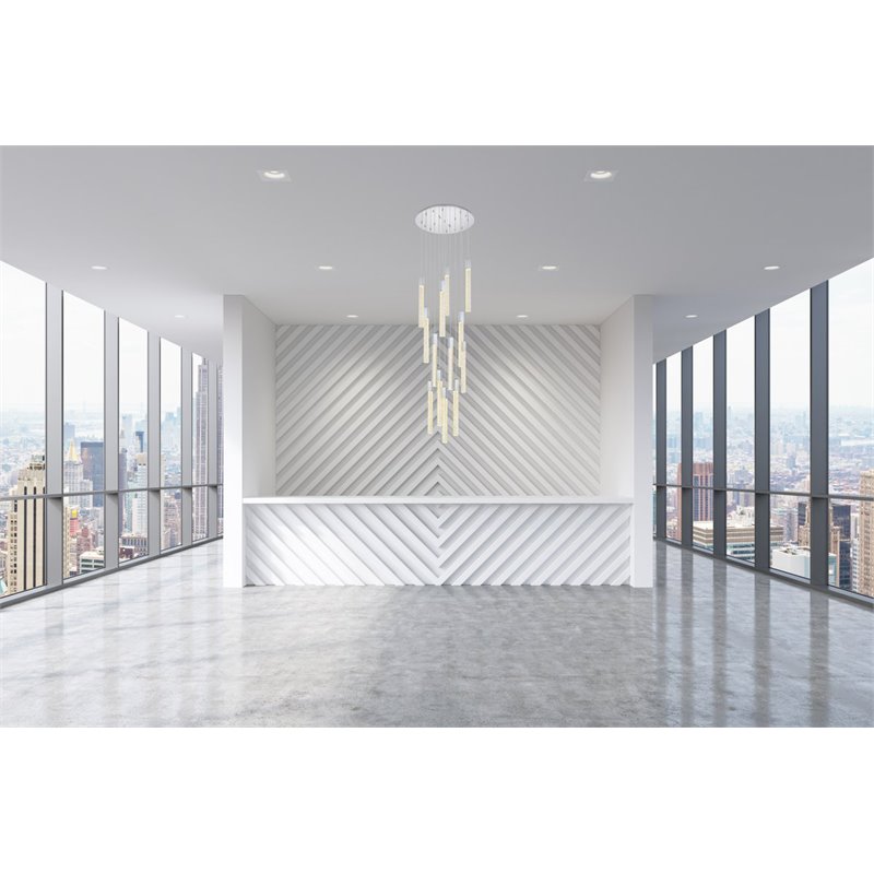 Maklaine 13-Lights Modern Metal and Crystal Pendant in Chrome