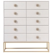 Maklaine Transitional styled Wood Ten Drawer Chest in White Finish