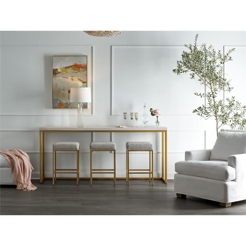 Maklaine Metal Transitional Console Table in Gold Finish with White Top