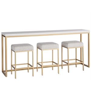 Maklaine Metal Transitional Console Table in Gold Finish with White Top