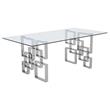 Maklaine Rectangular Clear Glass 7pc Dining Set w/ Silver Stainless Steel Base