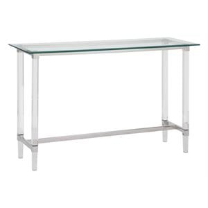 Maklaine Rectangular 48&quot x 17&quot Clear Glass Console Table w/ Clear Acrylic Legs