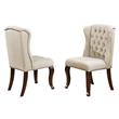 Maklaine Cappuccino Wood 7pc Dining Set with Extendable Table + Beige Chairs