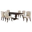 Maklaine Cappuccino Wood 7pc Dining Set with Extendable Table + Beige Chairs