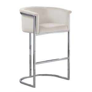 Maklaine Velvet Cream Barstool Chair Rectangular 39&quot Unassembled