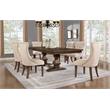 Maklaine Walnut Wood Dining Set with Extendable Table & Beige Linen Chairs