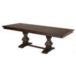 Maklaine Walnut Wood Dining Set with Extendable Table & Beige Linen Chairs