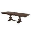 Maklaine Walnut Wood Dining Set with Extendable Table & Beige Linen Chairs