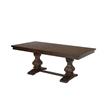 Maklaine Walnut Wood Dining Set with Extendable Table & Beige Linen Chairs