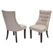 Maklaine Walnut Wood Dining Set with Extendable Table & Beige Linen Chairs