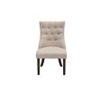 Maklaine Walnut Wood Dining Set with Extendable Table & Beige Linen Chairs