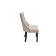 Maklaine Walnut Wood Dining Set with Extendable Table & Beige Linen Chairs