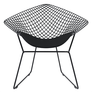 Maklaine 16 inches Mid-Century Metal Chair with Seat Pad in Black