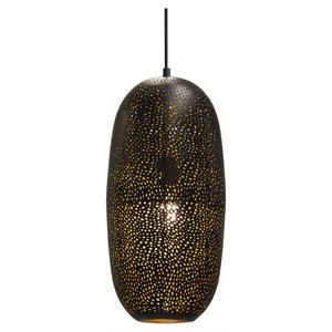 Maklaine 8&quot 1-light Modern Metal Oblong Tall Shaped Pendant Light in Black
