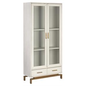 Maklaine 35&quot Modern Wood Display Cabinet with 2 Drawers in Gray