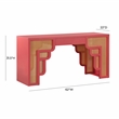 Maklaine MDF Coral Pink Desk Rectangular Woven Rattan Accents 62