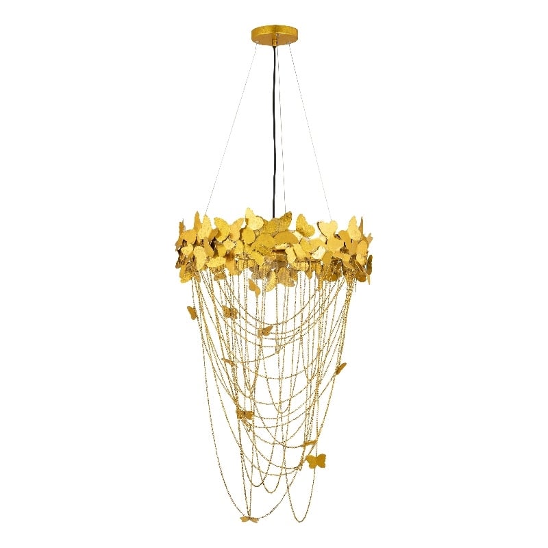 Maklaine Modern / Contemporary Butterfly Gold Finish Metal Chandelier