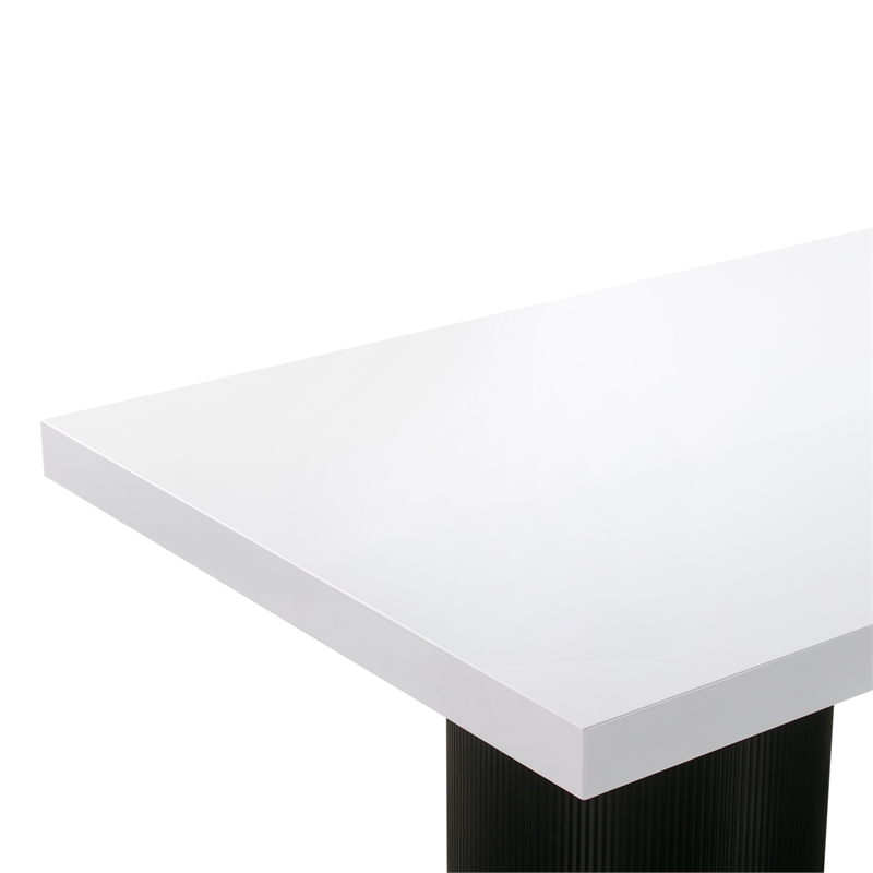 Maklaine Modern / Contemporary White and Black Finish Lacquer Dining Table