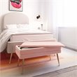 Maklaine Velvet Blush Pink Storage Bench Rectangular Channel Tufting 31.3