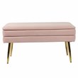 Maklaine Velvet Blush Pink Storage Bench Rectangular Channel Tufting 31.3