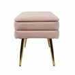 Maklaine Velvet Blush Pink Storage Bench Rectangular Channel Tufting 31.3