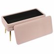 Maklaine Velvet Blush Pink Storage Bench Rectangular Channel Tufting 31.3