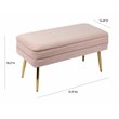 Maklaine Velvet Blush Pink Storage Bench Rectangular Channel Tufting 31.3