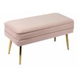 Maklaine Velvet Blush Pink Storage Bench Rectangular Channel Tufting 31.3