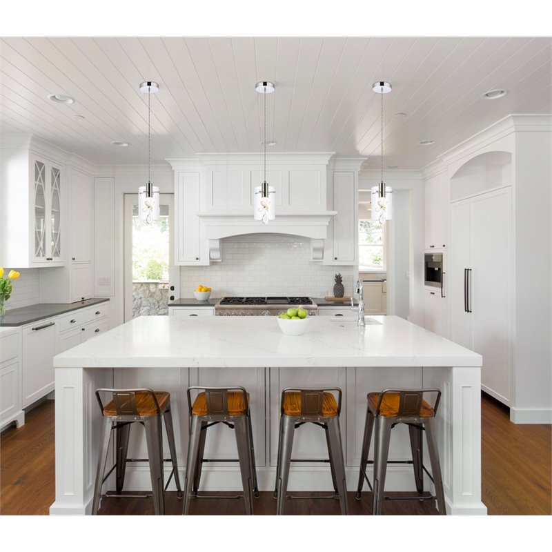 Maklaine 1-Light Aluminum Glass and Metal Pendant in Chrome Finish