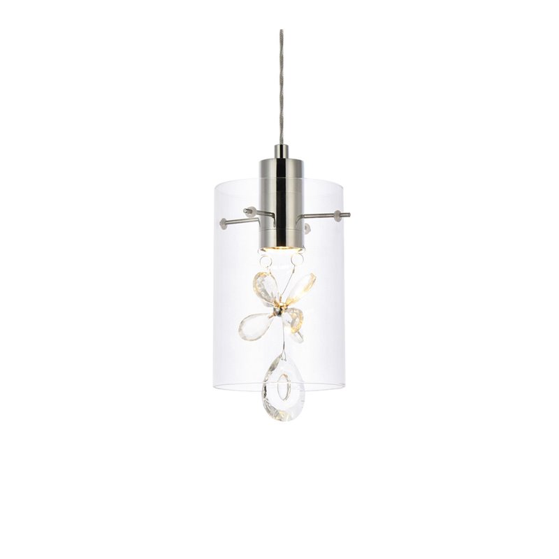 Maklaine 1-Light Aluminum Glass and Metal Pendant in Chrome Finish