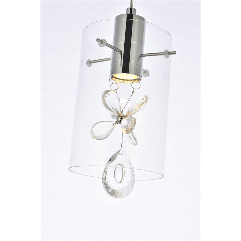 Maklaine 1-Light Aluminum Glass and Metal Pendant in Chrome Finish