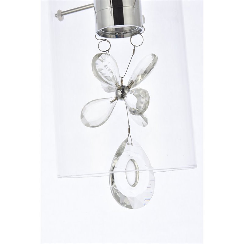 Maklaine 1-Light Aluminum Glass and Metal Pendant in Chrome Finish